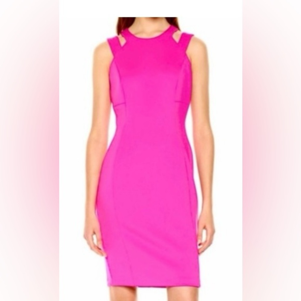 Calvin Klein Pink Double Strap Cocktail Scuba Dress